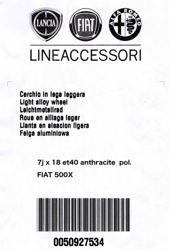 Set 4 Cerchi in Lega 18" Originali Mopar FIAT 500X - Ref.50927534 - Ruote Velgen - Picture 3 of 4