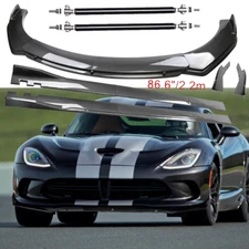 For Dodge Viper 01-17 Carbon Fiber Front Bumper Lip Spoiler 86.6" Side Skirt Kit