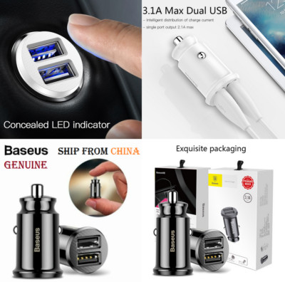 Baseus Mini Car charger Dual usb Charging DOUBLE chargeur auto for smartphone