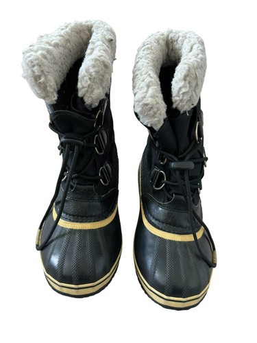 Sorel Toddler Boy Size 3 Snow Boot Black Yoot Pac Waterproof Faux Fur NY1879-010 - Picture 3 of 9