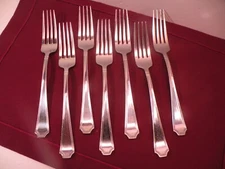Set Of 7 International Stainless CARLEIGH Dinner Forks 8"