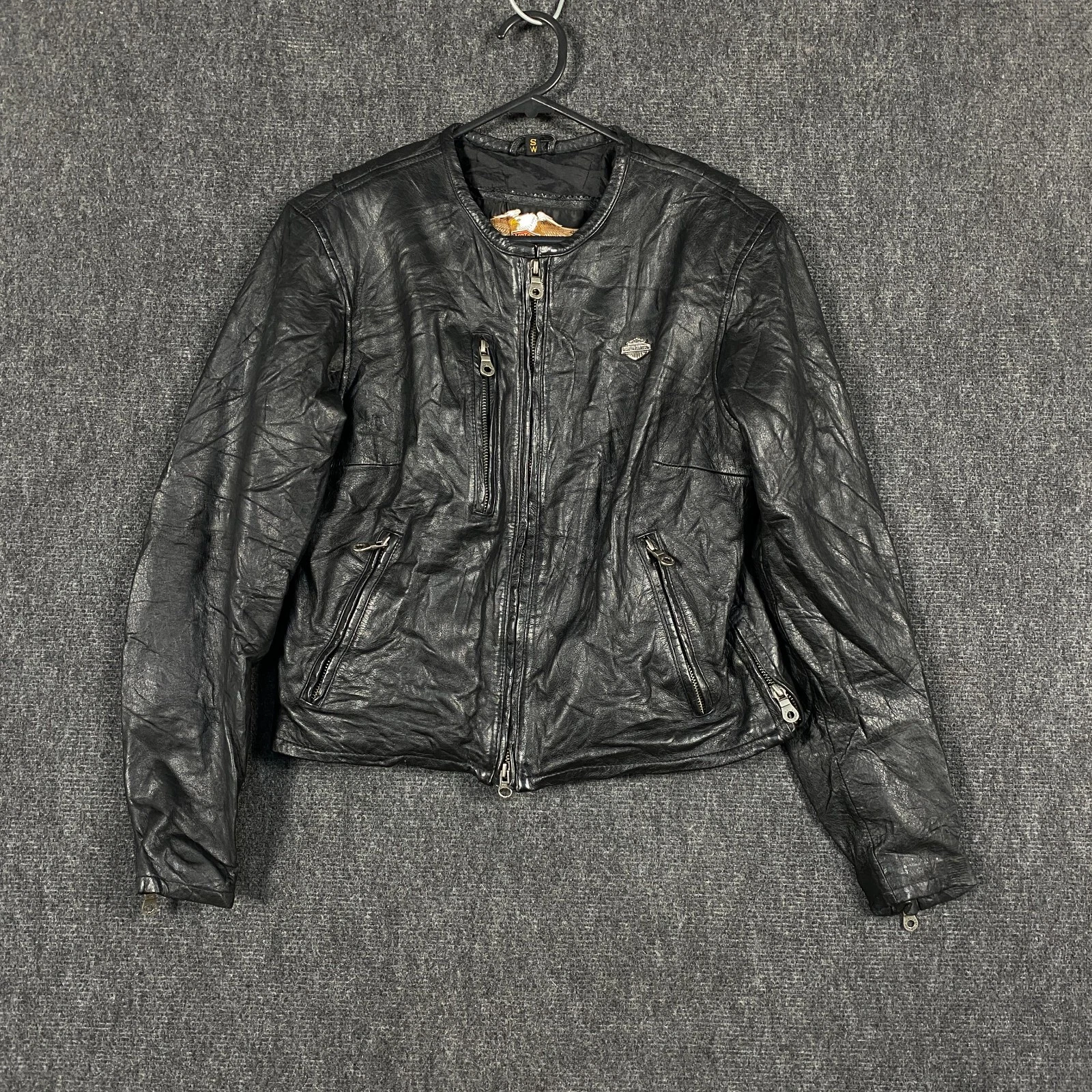 Harley Davidson Full Zip Leather Jacket Womens Small Black Pockets Biker
Opens in a new window or ta