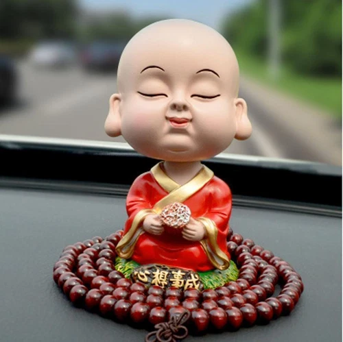 Kreatives Auto Ornament Kopfschütteln Maitreya Buddhistischer Mönch süß Auto Deko - Bild 20 von 26