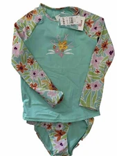 Roxy Hawaiian Spirit Lycra Swim Set Girl’s Size 4 Long Sleeve