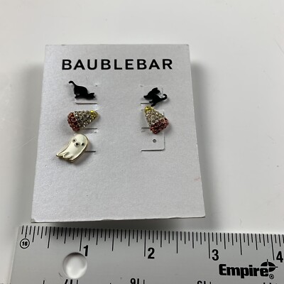Baublebar Women's Halloween Ghost, Candy Corn, Black Cat Stud Earrings - Lot