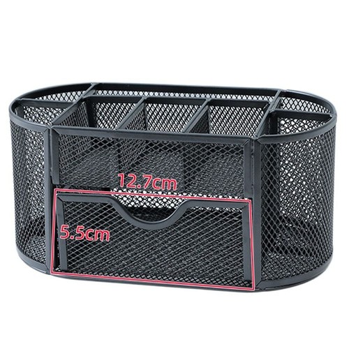 Drawer 9-Grid Storage Metal Mesh Desk Organizer Pen Holder Stationery Container - Picture 13 of 17