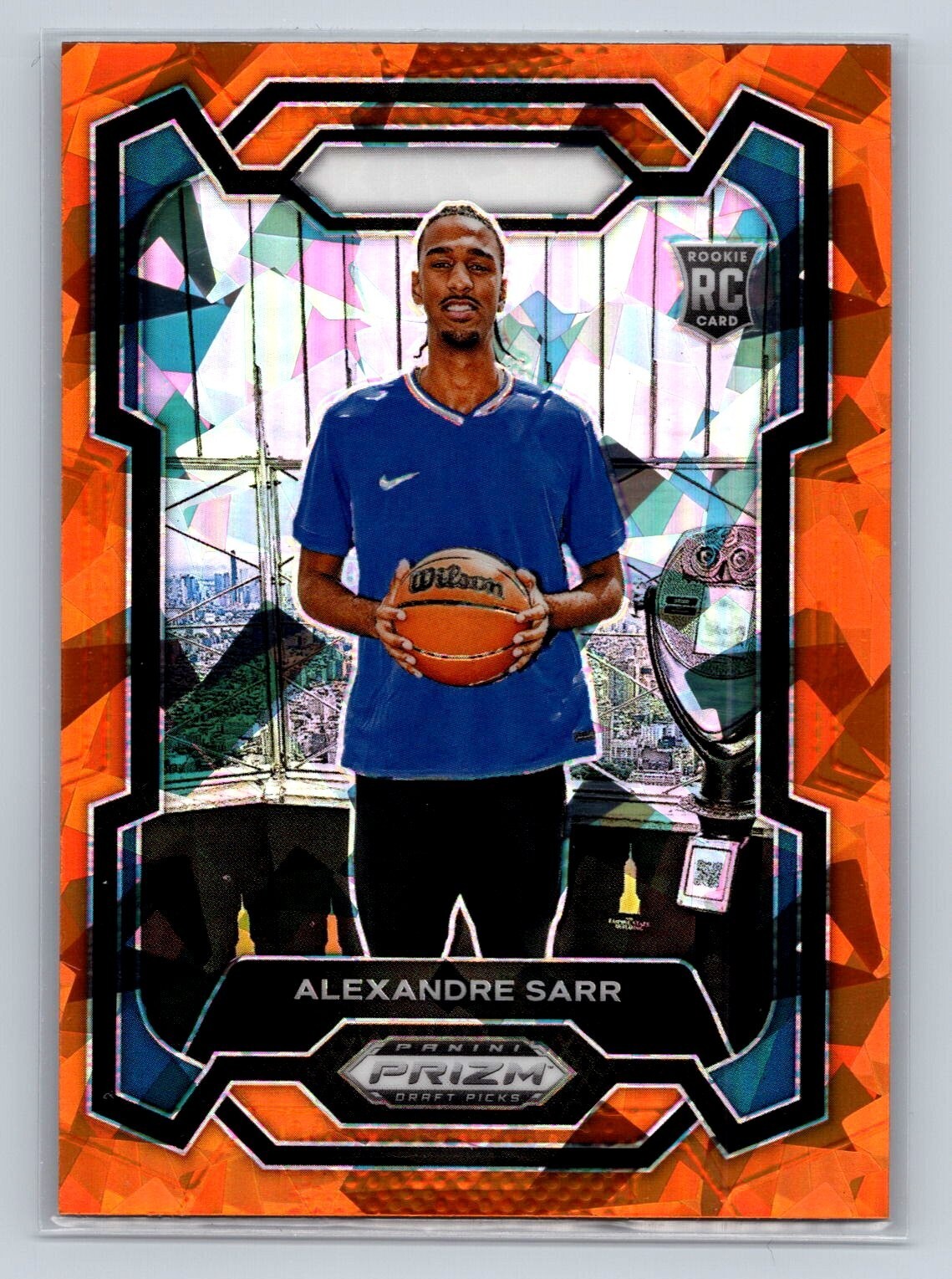 2024 Panini Prizm Draft Picks Alexandre Sarr Orange Cracked Ice Rookie 52