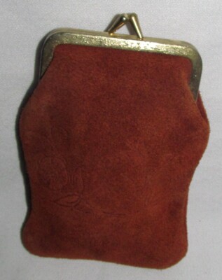 Unbranded Vintage Suede Copper Gold Kiss Lock Snap Cigarette Case Pouch  Holder