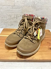 Skechers On the GO Glacial Ultra Boots Shoes Sz 8.5 Dark Taupe Brown / Plaid