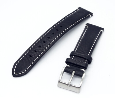 Premium Uhrenarmband schwarz Italien  Echt Leder 18mm 19mm 20mm (m007)