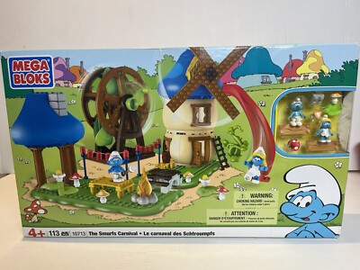 New The Smurfs Carnival Mega Bloks 10713 : Peyo 2011 Mega Blocks Open Box