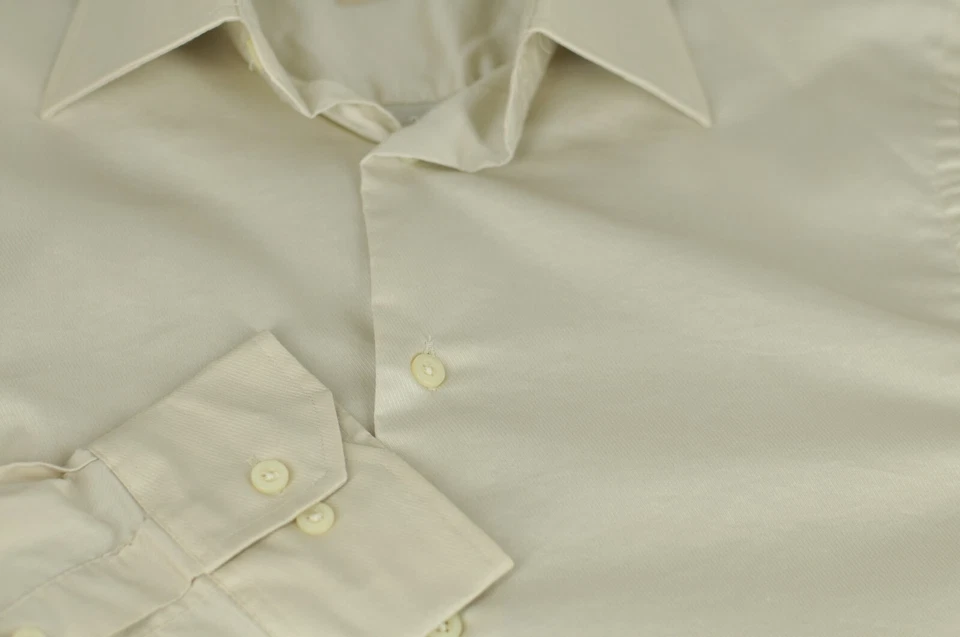 Camisa de vestir Joseph Abboud para hombre café sarga algodón elastano 15,5 x 32/33 Foto 3 de 4