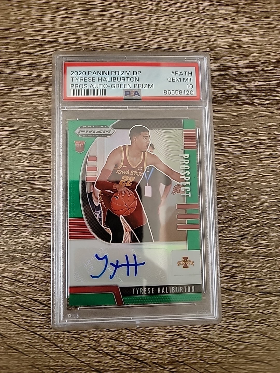 PSA 10 2020 Panini Prizm Draft Picks Tyrese Haliburton Green Prospect Auto SP