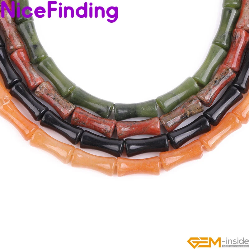 Dijes de bambú natural jaspe ópalo nudo tubo cuentas para joyería 15" 20-30 un. Foto 3 de 4