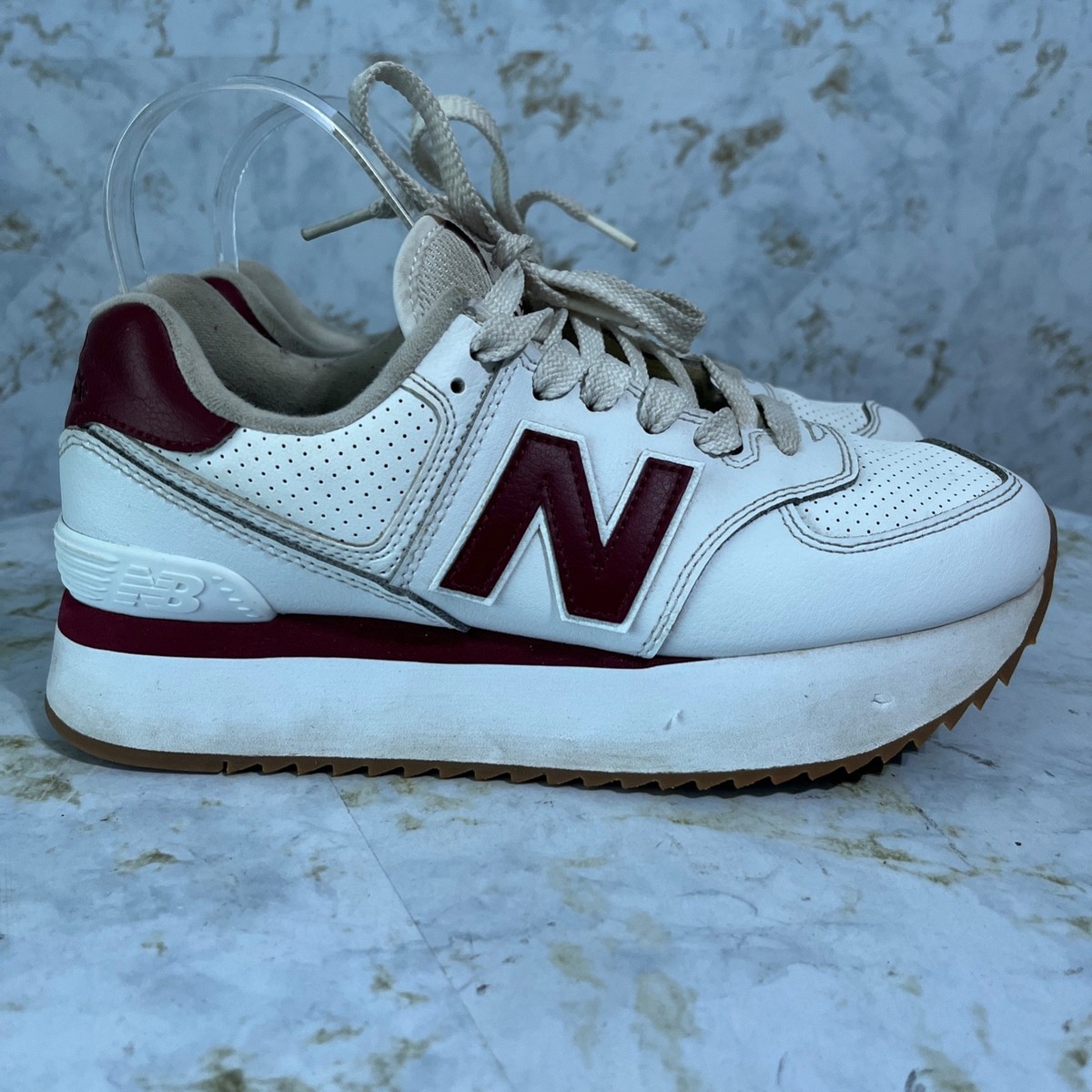 New Balance 574 Platform Womens Size Shoes White Red Classic Trainer  Sneaker
