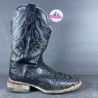 Reywelt Cowboy Square Toe Boots Alligator Print Western Men s 26.5  - Sz 7.5 EE