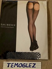 BLACK Leg Avenue Style 1403 Thong Back Fishnet Pantyhose One Size 90-160 lb.