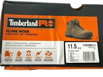 Timberland Mens Dark Brown Leather Steel Toe Waterproof Work 