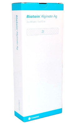 BIATAIN Alginate Ag Tamponade 3x44 cm mit Silber 10St PZN 18125914 Verfall 07/26