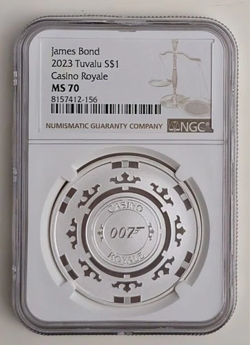 2023 TUVALU SILVER 1OZ JAMES BOND CASINO ROYALE COIN NGC MS70 SKU 8157412-156