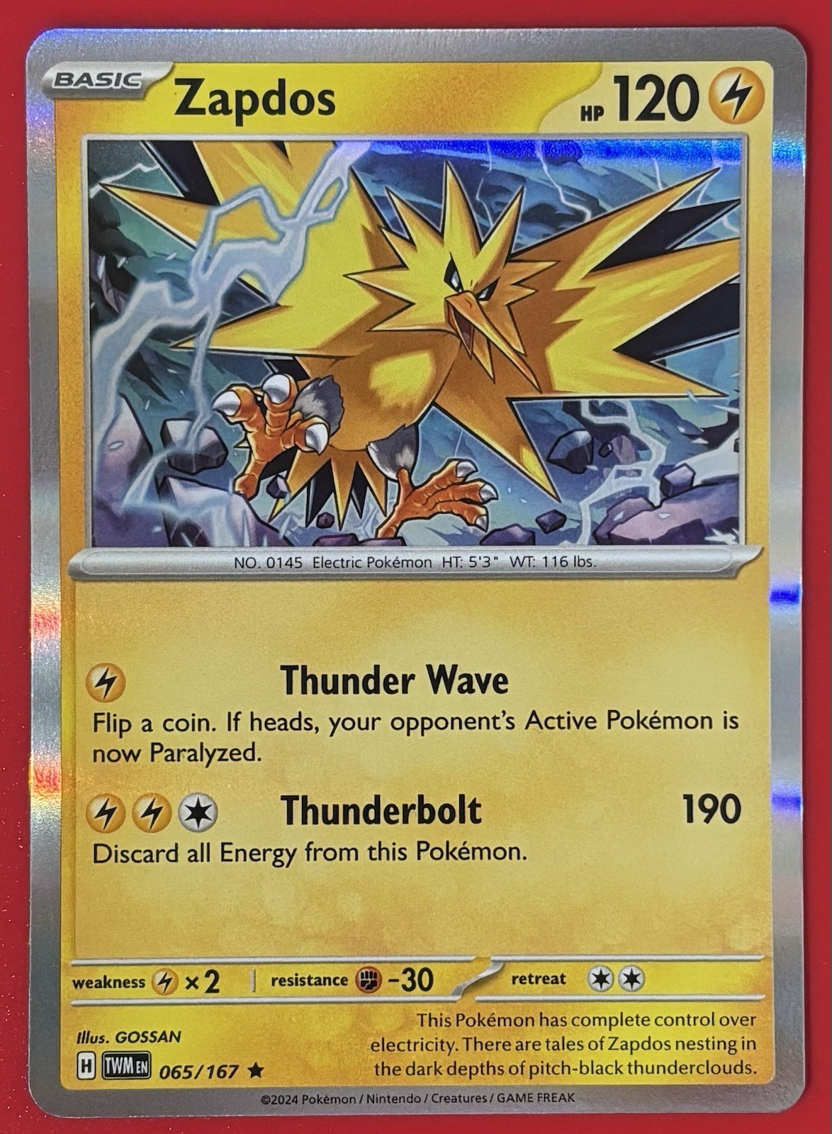 Zapdos 065/167 Pokemon Sv06: Twilight Masquerade Holo