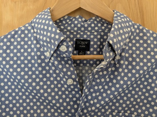 J.CREW Flex Men's SS Shirt - Blue/White, LARGE - Picture 2 of 7