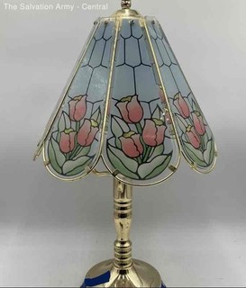 Blue Pink Rose Home Decorative Collectible Corded Electric Table Lamp
