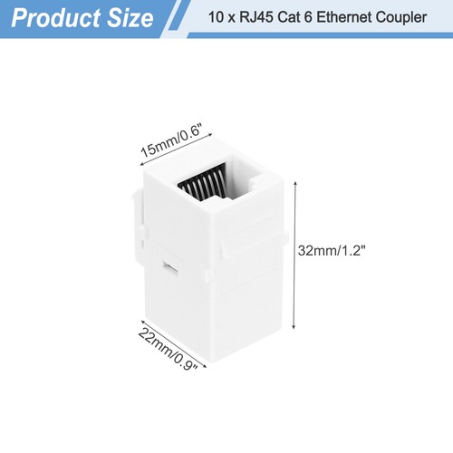 10 Pack Cat 6 Ethernet Coupler, RJ45 Cat6 Coupler Adapter, White, 14x27x22mm - Photo 2/6