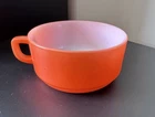 VTG Fire King Anchor Hocking Soup Bowl Mug Cup Orange Milk Glass Oven Proof USA