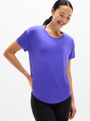 New Athleta S Move With Ease Tee Borealis Purple Short Sleeve Small Regular