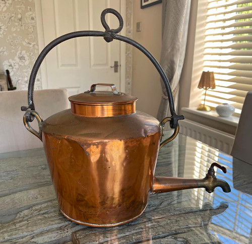 Copper Distilling Still Urn/Boiler with Lid, Tap/Spigot & Swing Bail Handle