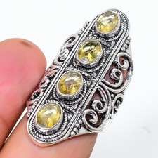 Citrine Gemstone Handmade 925 Sterling Silver Jewelry Ring Size 6.5 B161