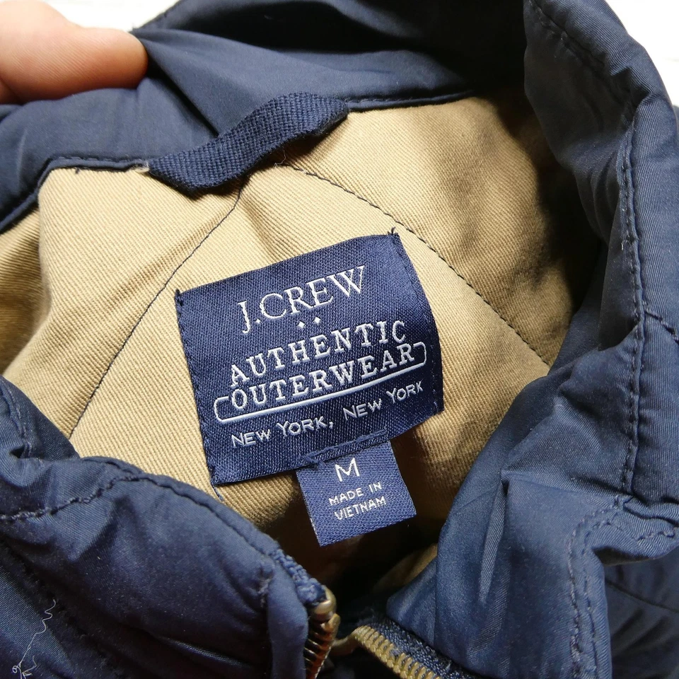 Chaleco J.Crew Para Hombres Medio Azul Marino Acolchado Aislado Cremallera Frontal Auténtica Prendas Exteriores Foto 3 de 4