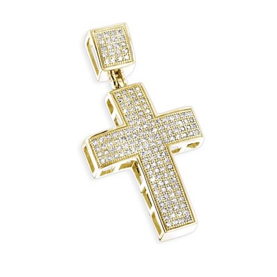 Herren 10K Gold Diamant Kreuz Anhänger 0,72ct