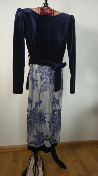 Handmade Modest Evening Dress – Italian Embroidery, Long Sleeve