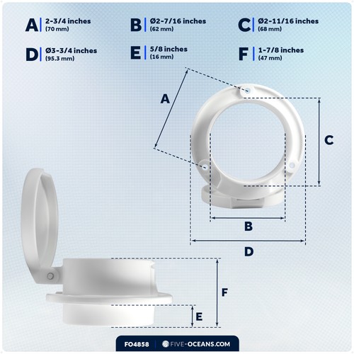 Rope Deck Pipe for Up to 7/8" Rope Size, White Polymer Fiber Reinforced - FO4858 - Picture 7 of 8