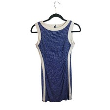 Chaps Blue and White Ruched Shift Dress Women's Size XS