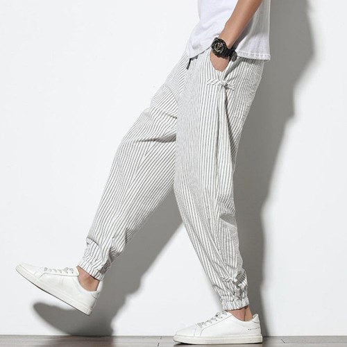 Lightweight and Trendy Mens Harem Pants with Stripe Pattern for Summer - Picture 3 of 68