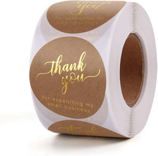 2 Inch Thank You for Supporting My Small Business Stickers, 500 round Labels wit