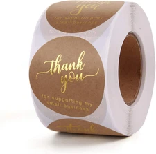 2 Inch Thank You for Supporting My Small Business Stickers, 500 round Labels wit