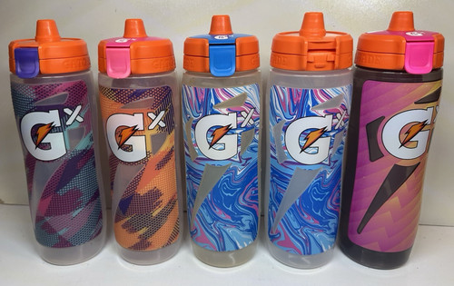 Lot of 5 Gatorade GX 30oz Plastic Water Bottles Neon Colors