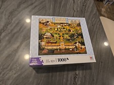 Charles Wysocki Uncle Jack's Topiary Tendencies 1000 PC Puzzle Used Hasbro MB