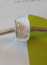 Chamilia White & gold Murano bracelet charm Gilded Age Fleck 925 sterling silver
