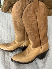 Vintage Brown Acme Cowboy Boots Made in the USA Camel Color Suede Leather Women