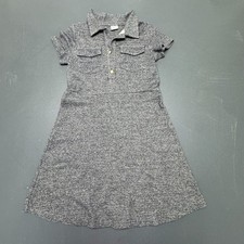 Zara Shirt Dress Girls 13-14 Blue Collared Button Up Short Sleeve Cotton Blend