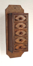 French Vintage Handmade Apothecary 5 Drawer Hanging Spice Cabinet 5760