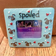 Dog Picture Frame Ceramic Magnetic "Spoiled" Blue NEW