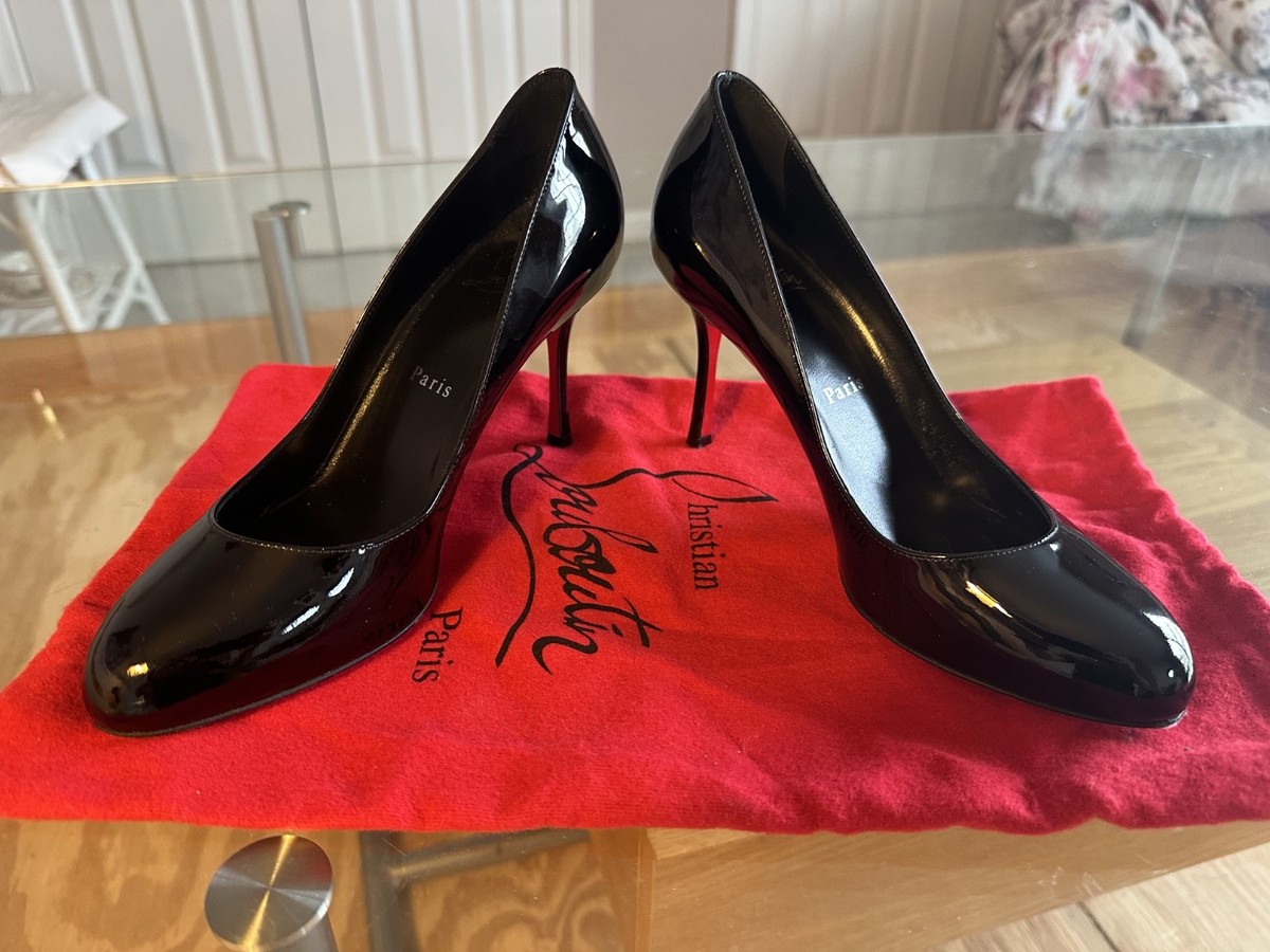 Christian Louboutin Dolly Pump 85 Black Patent Leather Round