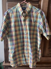 Vintage Ralph Lauren Men's Large Classic-Fit Oxford Shirt Blue/Pink/Tattersall
