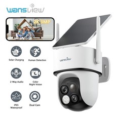 Wansview Dual-Lens Wireless Solar Security Camera 360 PTZ 2K 64X Zoom 2.4G WiFi